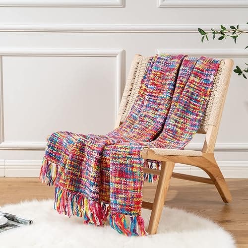 BATTILO HOME Multicolor Throw Blanket for Couch, Colorful Afghan Throw Blanket for Spring, Indoor Outdoor Throw for Home Decor, 50"x60" thumbnail 3