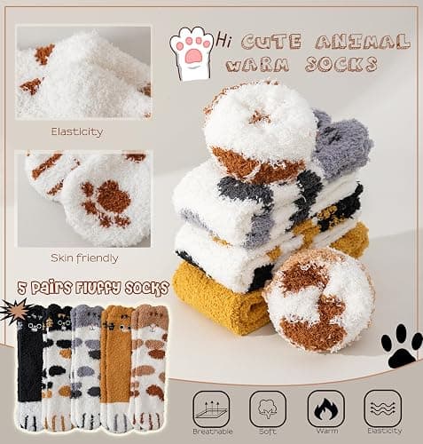 Hisonwel Fuzzy Socks for Women Fluffy Slipper Winter Warm Soft Cozy Microfiber Plush Home Sleeping Socks thumbnail 5