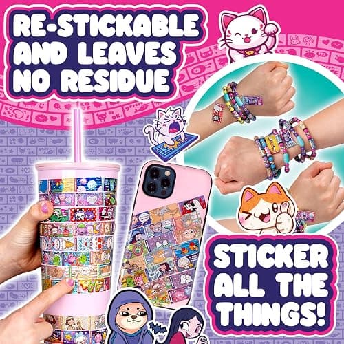 Sky Castle STICKI Rolls Sticki Station - The Original Wearable Shareable Sticker Jewelry Kit | Includes 320 Mini Stickers | Builds 6 Bracelets & 2 Necklaces | Over 1000 Designs to Collect! (Series 2) thumbnail 6