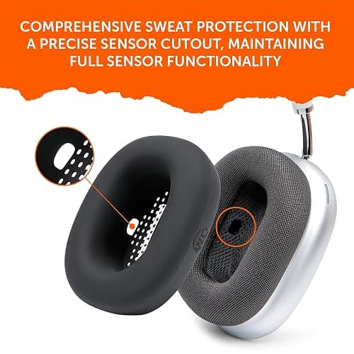 WC SweatZ Max - Patented Silicone Sweat Covers for AirPods Max 1 | Made by Wicked Cushions | (Does Not Fit AirPods Max 2). Sweatproof, Full Earpad Protection | Black thumbnail 5
