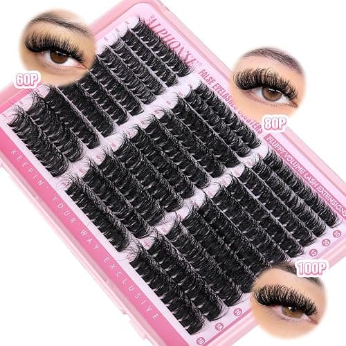 Fluffier Lash Clusters Thick Volume Lash Extension 10-18mm Cluster Eyelash Extensions DIY Individual Lashes Wispy at Home Pestañas Pelo a Pelo by ALPHONSE (60D+80D+100D, 300pcs) - Ⅱ Fluffy 60+80+100D thumbnail 8