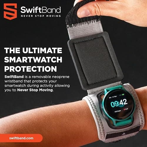 SwiftBand Smartwatch Protector - Universal Smartwatch Protective Strap and Screen Protector, Sports Watch Cover, Compatible with Apple Watch, Fitbit, Garmin, Amazfit, Fossil, Samsung and more thumbnail 2
