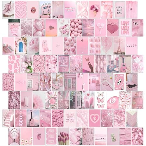 Y2K BOO Soft Rose Pink Aesthetic Wall Collage Kit – 100 Dreamy & Romantic Photos, 4"x6" Prints for Teen Girls Dorm Room Decor, Soft Rose Color Softscape Moments, Ideal Gift for Birthday & Graduation - Image 1