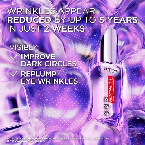 L'Oréal Paris Revitalift Hyaluronic Acid Eye Serum, 2.5% Hyaluronic Acid and Caffeine, Cooling triple bead applicator, Visibly Replumps, Brightens and De-Puffs Eyes, Validated by Dermatologists – 20ml thumbnail 2