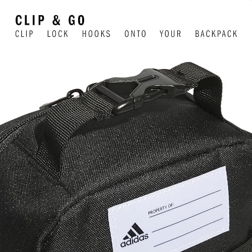 adidas Santiago Lunch Bag Cooler for Women and Men, Insulated Food Container Box with Mesh Pocket, Black/White, One Size thumbnail 4