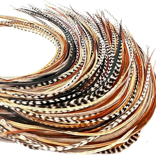 21 Natural Color Hair Extensions – 7”–12” Long – DIY Rooster Kit with 20 Micro-Link Beads – 100% Real Feathers – Eye-Catching Boho Style thumbnail 7