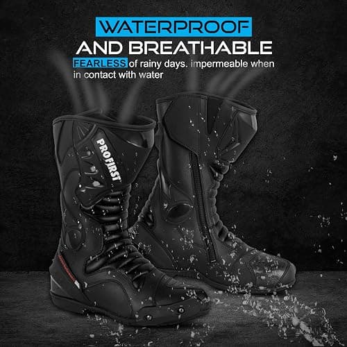 Inflori Genuine Leather Motorcycle Boots Waterproof Motorbike Shoes Armoured Boot Protection Anti Slip Racing Sports thumbnail 8