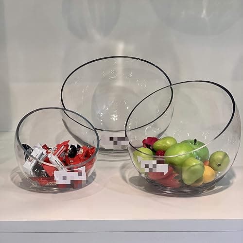 WGVI Clear Slant Cut Bowl Glass Vase, Glass Terrarium, Candy Dish, Glassware, Slant Open: 7". Height: 6" x 2.7". Base: 4" (1 Piece) thumbnail 9