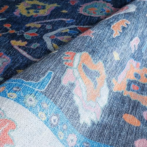 Fame Rugs Blue Modern Oushak Rug 2'5x13, Vintage Turkish Colorful Oriental Antique Inspired Long Runner Rugs, Luxury Living Room Bedroom (387BNB, 2'5 x 13'1) thumbnail 7