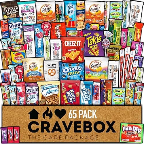 CRAVEBOX Snacks Box Variety Pack Care Package (65 Count) - Image 1