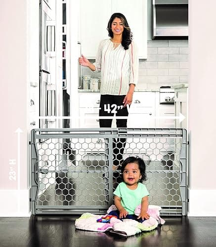 Regalo Easy Fit Plastic Adjustable Extra Wide Baby Gate, Award Winning Brand, 23 Inches Tall, Fits Openings Between 28 to 42 Inches, Pressure Mounted thumbnail 5