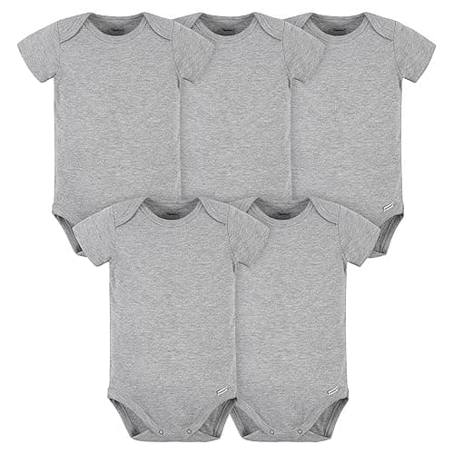 Gerber baby-boys 5 Pack Onesies Multi-packs Bundle Interlock 180 Gsm - 0-3 Months - Heather Grey