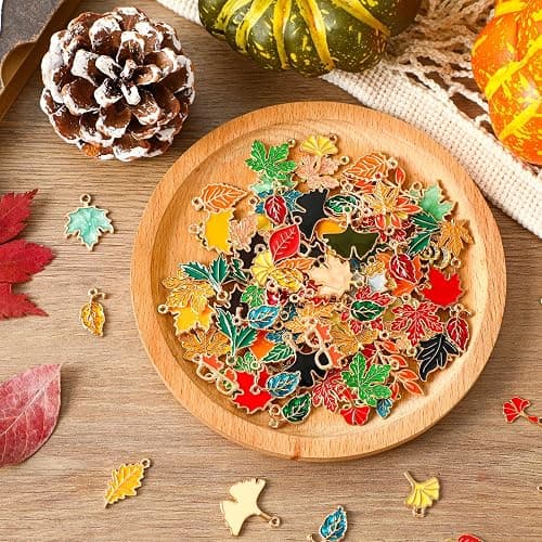 MARFOREVER Maple Leaf Charm, 120Pcs Fall Leaf Charms for Jewelry Making, Thanksgiving Day Charms Autumn Enamel Pendant for DIY Bracelet Necklace Earrings Crafts Gifts for Women Girls thumbnail 3