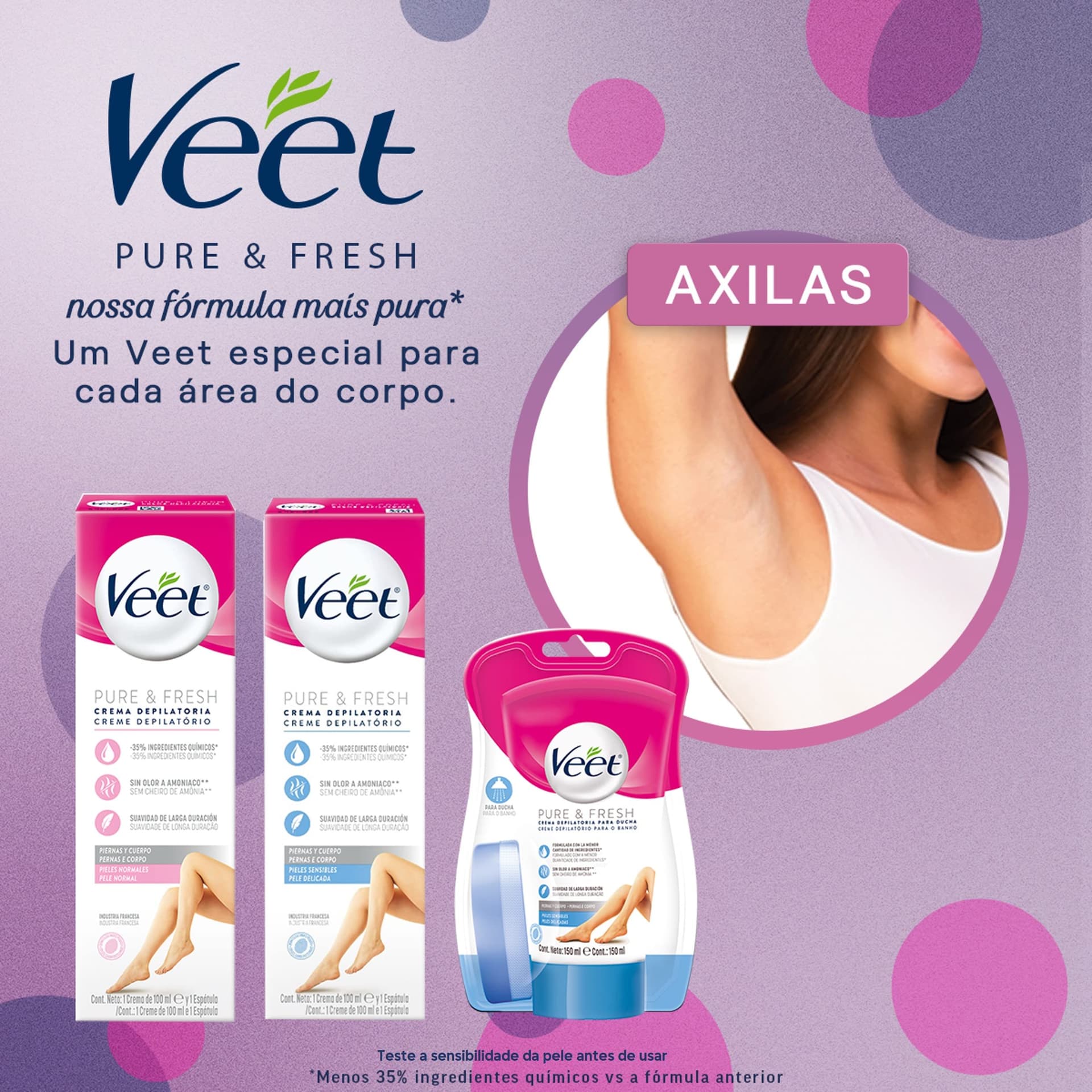 Veet Creme Depilatório Pure & Fresh Peles Delicadas 100ml thumbnail 5