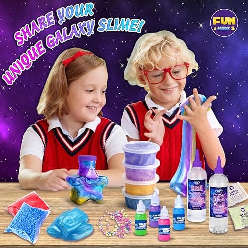 Toy Galaxy Slime Kit for Boys Girls 10-12, FunKidz Ultimate Metallic Slime Making Kit for Kids Ages 8-10 D.I.Y. Glow, Galactic, Fun Slime Gifts thumbnail 5
