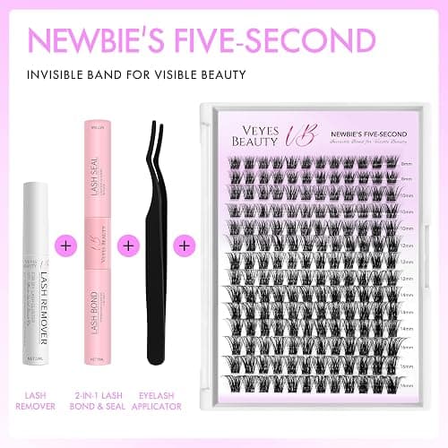 VEYESBEAUTY Ciglia Finte Kit Laminazione Ciglia Kit Newbie's Five-Second Extension Ciglia Finte Ciuffetti Kit Lash Extension Kit Con Bond e Dispositivo Di Rimozione (Bomb kit, 8-16mm) thumbnail 7