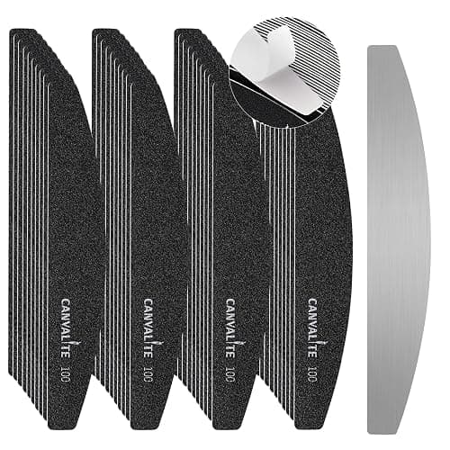 Canvalite 40 PCS Nail File Professional Reusable Peel and Stick Nail Files Replaceable Emery Boards 100 Grit Fingernail Files Manicure Tools for Home and Salon Use - Image 1