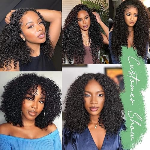 EV&ET Kinky Curly Bundles Quick Weave Synthetic Hair 16 18 20 Inches 3 Pieces/Pack Soft Heat Resistant Human Hair Sew in Extensions for Black Women Natural Black thumbnail 7