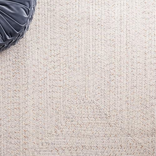 SAFAVIEH Washable Rug Outdoor Braided Collection - 5' x 8', Ivory & Light Grey, Handmade & Reversible, Non-Shedding & Easy to Clean, Ideal for Patio, Backyard, Mudroom (BRA201A) thumbnail 7