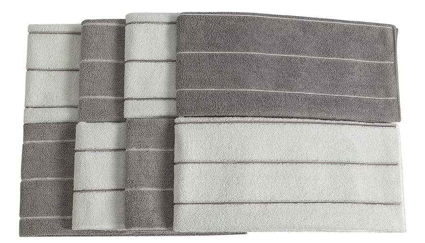 Microfiber Kitchen Towels - Super Absorbent, Soft and Solid Color Dish Towels, 8 Pack (Stripe Designed Grey and White Colors), 26 x 18 Inch - Grey thumbnail 4