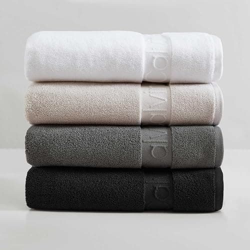 Calvin Klein - Bath Towels, Super Soft & Absorbent Cotton Towels, Zero Twist Construction, Brand Locker Loop for Easy Hanging (Iconic Solid Black, 3 Piece) thumbnail 11