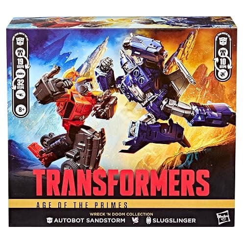 Transformers Age of the Primes Wreck 'n Doom Collection 2-Pack, 7.5-Inch Autobot Sandstorm and 5.5-Inch Slugslinger Action Figures, Robot Toys, 8+ (Amazon Exclusive) thumbnail 5