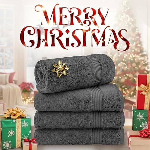 Cotton Paradise 4 Piece Turkish Bath Towels for Bathroom, Extra Large Soft Plush Towels Bathroom Set, Dark Gray thumbnail 3