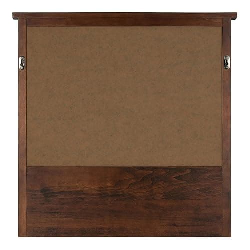 Kate and Laurel Stallard Decorative Wood Home Wall Organizer Mirror with Pockets and Key Hooks, Walnut Brown thumbnail 6