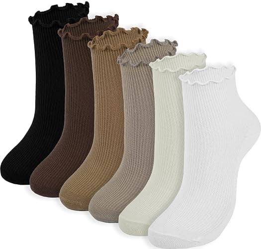 BomKinta Ankle Ruffle Socks Women Cute Crew Frilly Sock Low Cut Cotton Sock | Gifts, 6 Pairs - Image 1