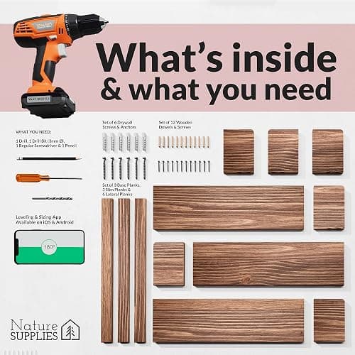 NATURE SUPPLIES Set of 3, 16.4". Nursery Book Shelves, Solid Wood for Books, Toys, Decor, Wall Bookshelf for Kids Bedroom, Floating Shelf, Stylish and Functional Storage Solution, Brown thumbnail 5