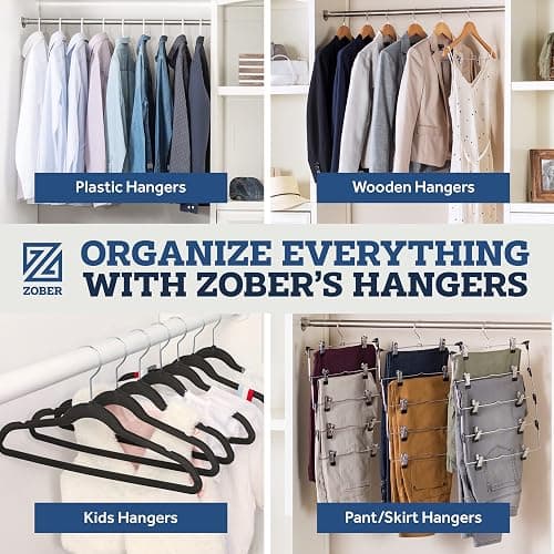Zober Pants Hangers Non Slip - 20 Pack Open Ended Pants and Jean Hangers for Closet - Space Saving Clothes Hanger - Strong, Durable, Metal Pant Hangers (Black) thumbnail 9