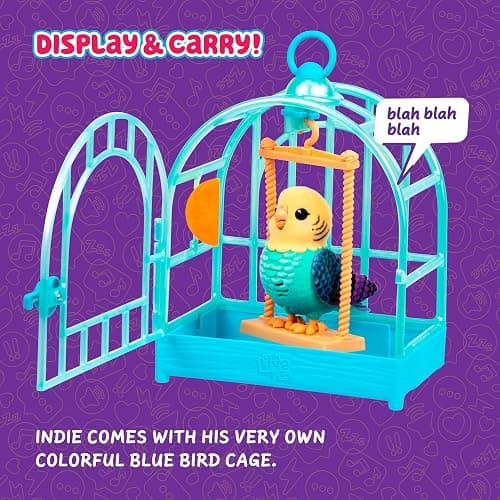 Little Live Pets My Really Real Talking Bird Toy & Cage - Indie, Interactive Voice Repeating Toy, 20+ Sounds & Reactions, Talking Toys for Kids 5-7 thumbnail 5