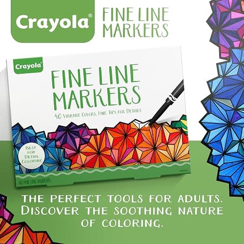 Crayola Fine Line Markers for Adults (40ct), Skinny Marker Set for Adult Coloring Books, Stocking Stuffer for Teens, Aesthetic Art Supplies, Stress Relief Activity thumbnail 7
