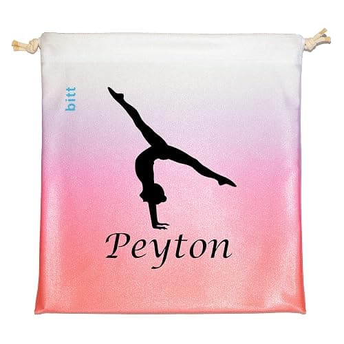 Personalized Gymnastics Grip Bag with Split Handstand in Ombre Colors - Customized Bag with Crystals Option - Image 1