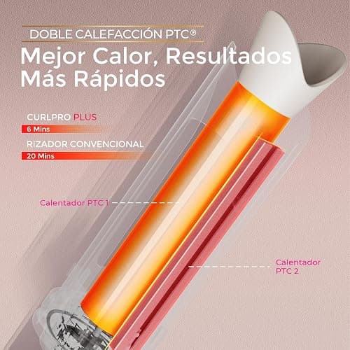 Rizador de Pelo Automatico - TYMO Curlpro Plus Rizador pelo Ondas Automático Rizos Grandes 25mm Beach Waves Moldeador Tenacilla para Pelo Largo Hair Curler Anti-Quemaduras Calentamiento Rápido Dorado thumbnail 3