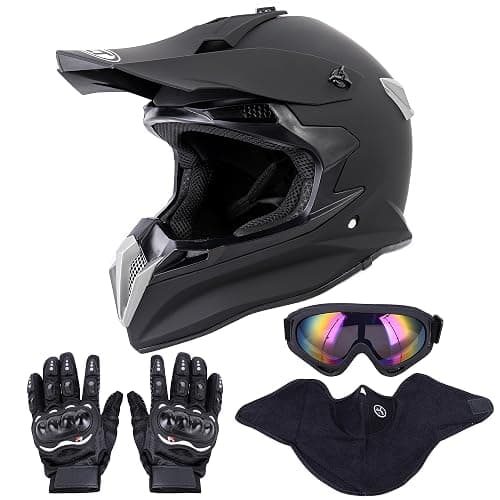 OUMURS Adult Motocross Dirt Bike Helmet with Goggle, Gloves & Mask - DOT/FMVSS-218 Off-Road Motorcycle & ATV Helmet with Adjustable Sun Visor - Image 1