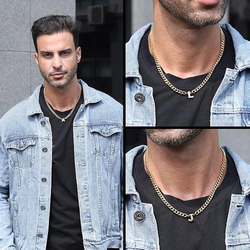 DuoDiner Stocking Stuffers Christmas Gift- Initial A-Z Cuban Link Chain Necklaces for Men Boys Letter Pendant Stainless Steel 6.5mm 18+2 Inches,Jewelry Gifts thumbnail 5
