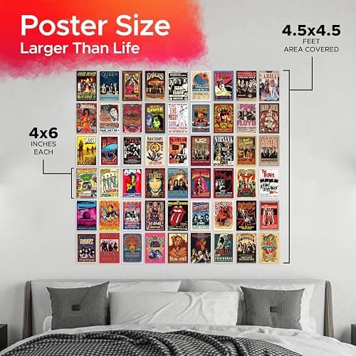 56PCS Vintage Rock Band Posters Set – Retro 70s 80s 90s Music Wall Art Prints, Classic Rock & Metal Concert Album Cover Collage for Bedroom, Living Room, Man Cave, Teen Room Decor (4x6 Inch) thumbnail 4