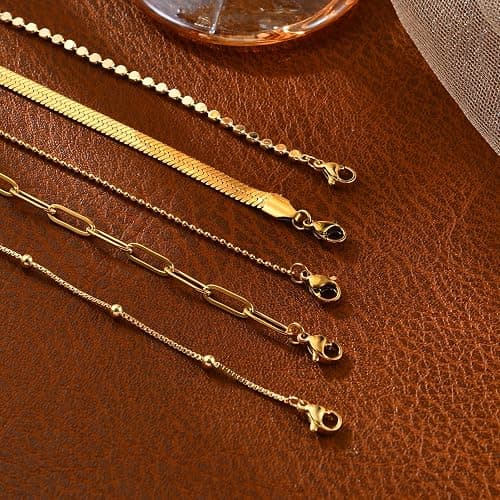 Striviio Gold Bracelets for Women, 14K Gold Plated Stackable Bracelet Stack Set Adjustable Charm Paperclip Chain Snake Link Layered Waterproof Jewelry Sets Gifts thumbnail 6
