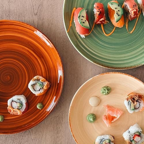 MORA Ceramic Helix Swirl Dinner Plates Set of 6, 10in Modern Spiral Porcelain Dish Dinnerware for Kitchen, Serving & Restaurants - Dishwasher, Microwave, Freezer, Oven Safe Dishware - Earth Colors thumbnail 2