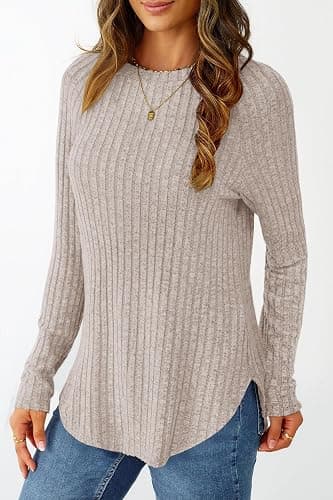 NORACORA Long Sleeve Shirts for Women Crew Neck Tunic Tops Loose Fit Lightweight Pullover Sweaters Trendy 2025 thumbnail 2