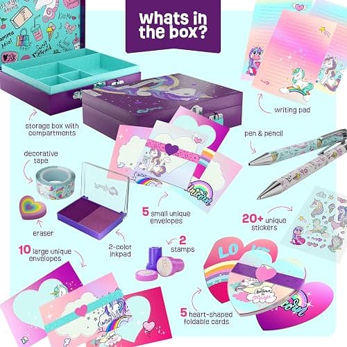 Pretty Me Unicorn Stationery Set for Kids - Birthday Gifts for Girls Ages 6, 7, 8, 9, 10 to 12 Year Old Age - Stationary Letter Writing Art Kit - Best Girl Birthday Gift - Preteen Craft Toys, Presents thumbnail 2