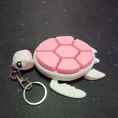 Geeps Makes Sea Turtle Fidget Clicker Bag Charm, Sensory Figure Keychain, Articulating Head, Flippers and Tail (White/Pink) thumbnail 7