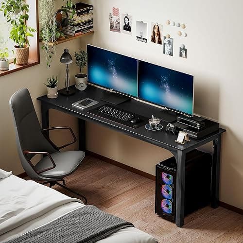 HOMCOM Large Computer Desk, 71" Long Home Office Desk for Two Person, Multi-Purpose Computer Table for Home Office Study, Distressed Black thumbnail 7