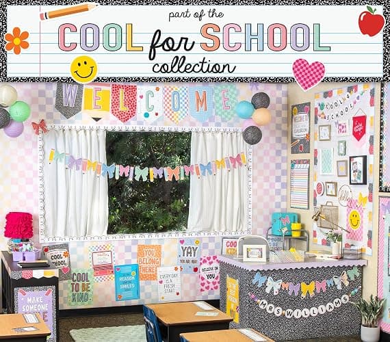 Teacher Created Resources Cool for School Checkers Straight Rolled Border Trim - 50ft - Decorate Bulletin Boards, Walls, Desks, Windows, Doors, Lockers, Schools, Classrooms, Homeschool & Offices thumbnail 8