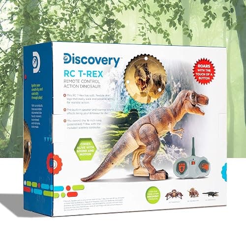 Discovery™ Remote Control T-Rex Dinosaur – Realistic Jurassic RC Action Figure with Walking Legs, Roaring Sounds, Chomping Mouth| Dinosaur Toys for Kids| Boys Toys RC Car Gift| Fun Dino for Ages 6+ thumbnail 9