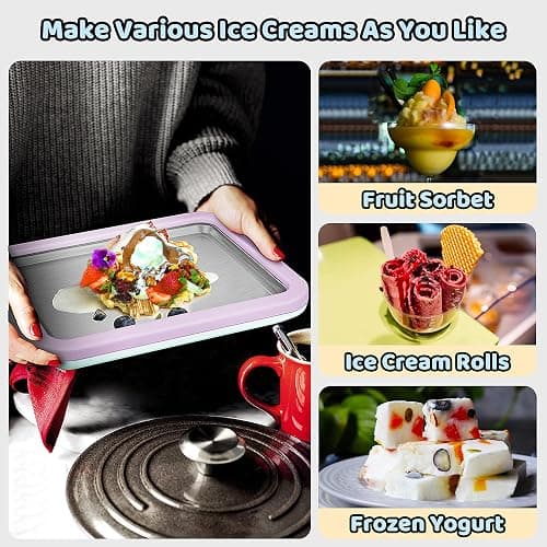 JoyMech Ice Cream Roll Maker Rolled Ice Cream Machine, Sweet Spot Pan, Instant Cold Plate, Ideal for Making Rolled Ice Cream Soft Serve Slushies Frozen Yogurt Sorbet and Gelato (Lavender) thumbnail 3