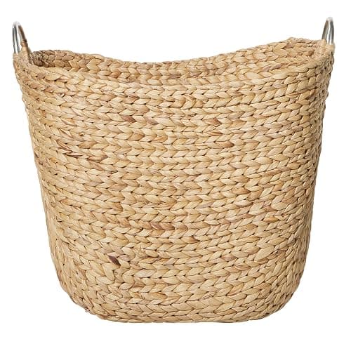 Deco 79 Seagrass Handmade Decorative and Functional Storage Basket Large Woven Basket Organizer with Ring Metal Handles, Basket for Storage 21" x 17" x 19", Brown thumbnail 10