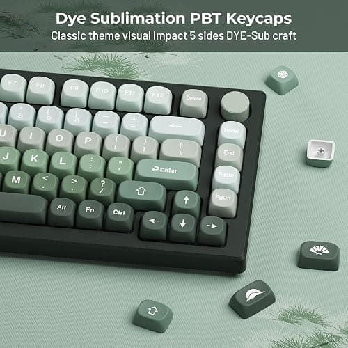 XVX Matcha Wagashi PBT Keycaps-MOA Keycap, Custom Keyboard Keycaps 60 65 75 100 Percent, 5 Side Dye Sublimation Keycap, 132 Keys Key caps Set for Cherry Gateron MX Switches Keyboards, Gradient Green thumbnail 4