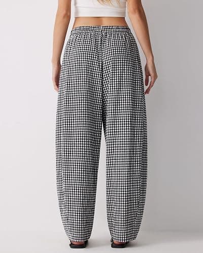 MOOSLOVER Women Linen Lightweight Barrel Pants Drawstring Comfort Casual Lounge Pants Baggy Loose Ankle Pants with Pocket thumbnail 7